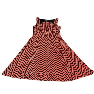 Enfocus Studio pink/coral & black chevron stripe sleeveless dress
